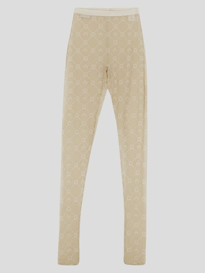 Marine Serre Monogram-pattern Tights In Beige