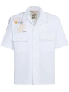 Marni Embroidered-logo Short-sleeve Shirt In <p>embroidered-logo Short-sleeve Shirt From  Featuring Cloud White, Cotton, Embroidered Logo At