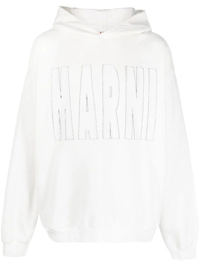 Marni Cotton Jersey Logo Sweatshirt In White