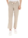 Mc2 Saint Barth Man Off-white Linen Calais Pants With Drawstring In Nude &amp; Neutrals
