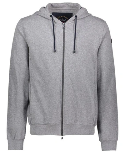 Paul & Shark Organic Cotton Full Zip Sweatshirt With Iconic Badge In Grey