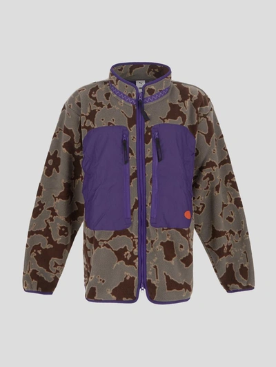 Puma Jackets In <p> X Perks And Mini Purple Pile Jacket In Polyester With Camo Pattern Print