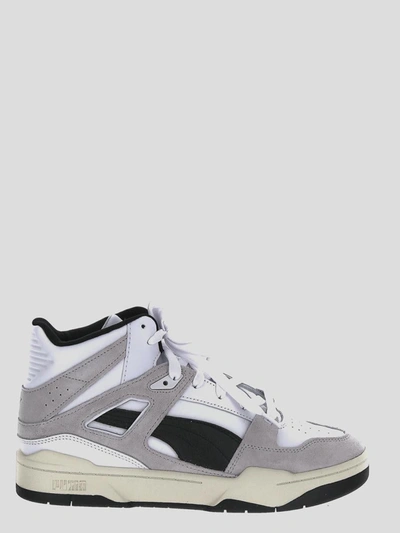 Puma Sneakers In <p> White Sneaker In Leather With Suede Inserts