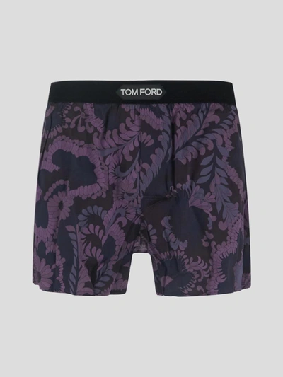 Tom Ford Underwear In <p> Underwear Boxers In Purple Silk With Graphic Print