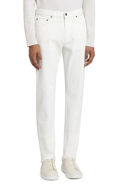 Zegna Men's 5-pocket Solid Denim Jeans In White