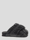 Yume Yume Padded Slip-on Mules In <p> Black Mules In Vegan Leather With Puffer Top