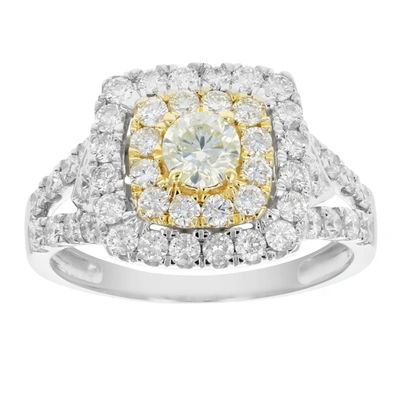 Vir Jewels 2 Cttw Diamond Wedding Engagement Ring Set 14k Two Tone Gold Bridal Set Cushion In Grey