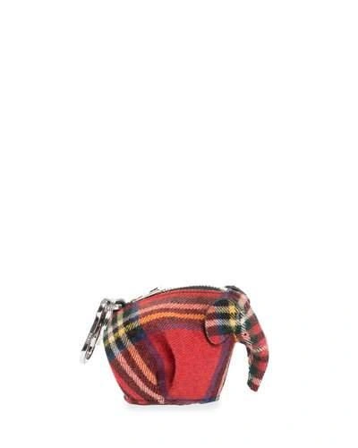 Loewe Plaid Elephant Bag Charm/coin Purse, Red