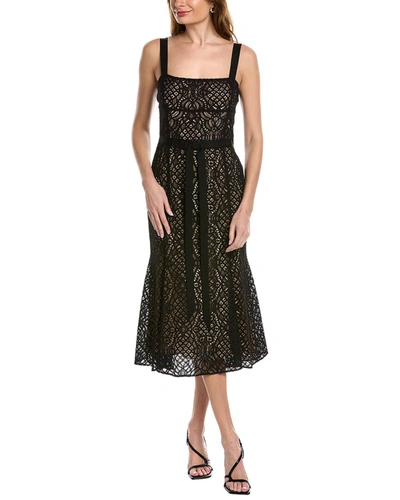 Oscar De La Renta Bow-embellished Corded Lace Midi Dress In Black