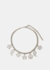 Alessandra Rich Chain Necklace W/ Crystal Charms In Silver