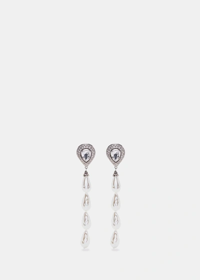 Alessandra Rich Faux Pearl Drop Earrings In Silver