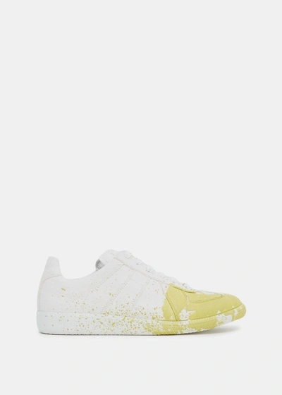 Maison Margiela Replica Paint-print Sneakers In White/yellow