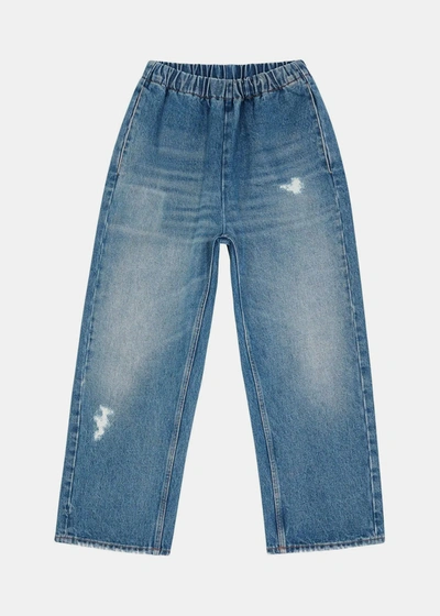 Mm6 Maison Margiela Ripped-detail Cropped Jeans In Blue