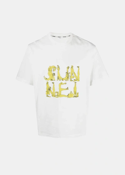 Sunnei Logo Print Cotton Jersey T-shirt In Off White Ppt