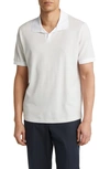 Theory Malden Stripe Stretch Pima Cotton Polo Shirt In Sand/white