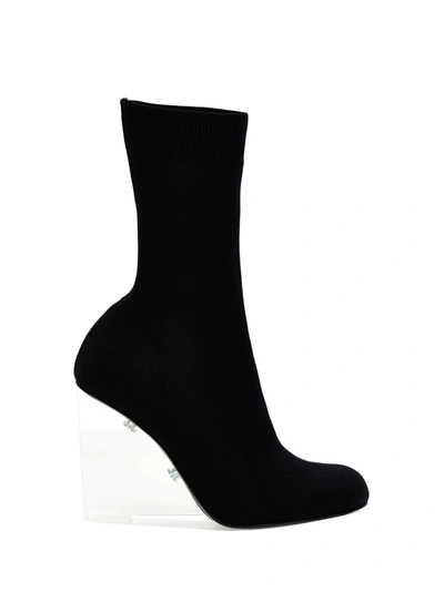 Alexander Mcqueen 95mm Knit Ankle Boots In Black