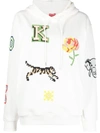 Kenzo Graphic Print Drawstring Hoodie In White