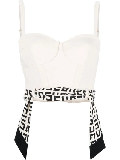 Elisabetta Franchi Logo-print Foulard Bustier Top In White