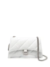 Balenciaga Crush Mini Quilted Leather Wallet On Chain In Op.white