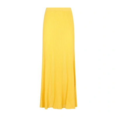 Gabriela Hearst Eula Ribbed And Pointelle-knit Merino Wool Maxi Skirt In Yellow