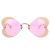 Gucci Crystal-embellished Heart-shape Sunglasses In Gold