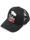 Palm Angels Palm-print Mesh-panel Cap In Black
