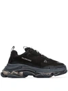 Balenciaga Triple S Clear Sole Sneakers In Black