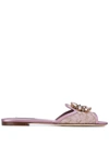 Dolce & Gabbana Rainbow Lace Brooch-detail Sandals In Pink