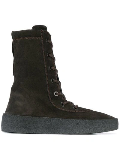 Yeezy Suede Lace Up Boots, Brown In Oil