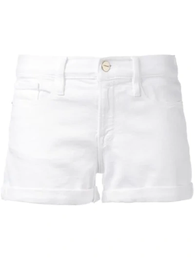 Frame Le Super High Raw Fray Shorts Au Natural Clean In Off White