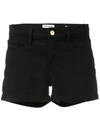 Frame Le Grand Garcon Frayed Denim Shorts In Black