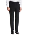 Giorgio Armani Basic Wool Flat-front Trousers, Black In Black