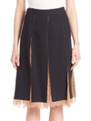 MICHAEL KORS Paneled Lace-Inset Skirt,0400093908738
