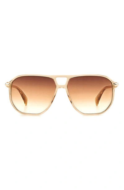 Rag & Bone 58mm Rectangular Sunglasses In Gold