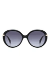 Rag & Bone 56mm Gradient Round Sunglasses In Black/ Grey Shaded