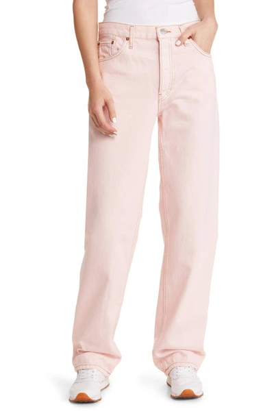 Re/done Mid-rise Wide-leg Jeans In Washed Pink