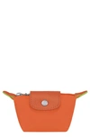 Longchamp Le Pliage Green Recycled Canvas Coin Purse In Carrot