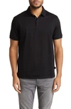 Emporio Armani Cotton Polo Shirt In Solid Black