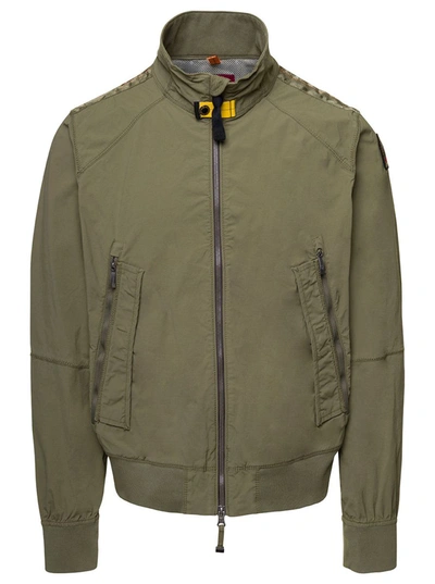 PARAJUMPERS 'DESERT' MILITARY GREEN HIGH NECK JACKET WITH PATCH POCKET IN COTTON BLEND MAN