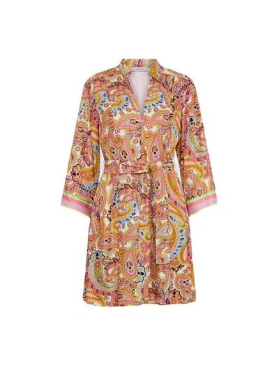 Marella Alacre Paisley Print Belted Dress In Pink