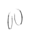 John Hardy BAMBOO SILVER LAVA LARGE HOOP EARRINGS, BLACK SAPPHIRE,PROD166710256