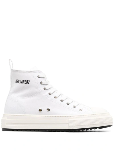 Dsquared2 Berlin Lace-up High Top Sneakers In White