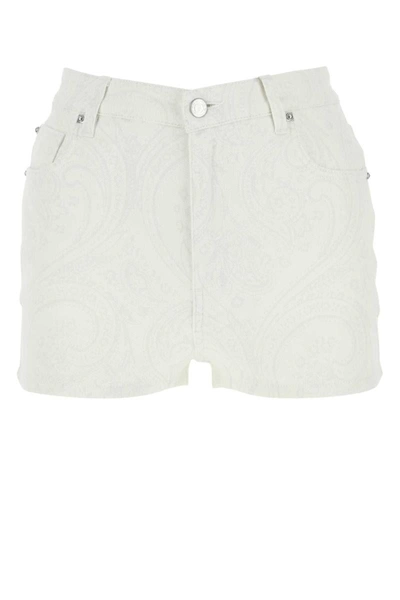 Etro Denim Shorts In White