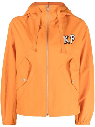Kenzo Logo-print Hooded Jacket In Orange