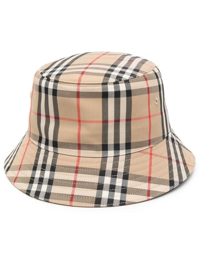 Burberry Vintage Check Bucket Hat In Beige