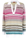 Missoni Striped V-neck Polo Sweater In Multicolour