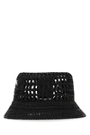 Prada Woven Fabric Bucket Hat In Black