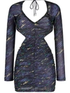 Rotate Birger Christensen Ruched Cut-out Mini Dress In Print