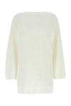 Ferragamo Cotton Oversize Sweater Ribbed Texture In White