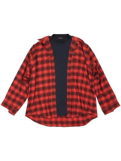 Balenciaga Oversized Checked Cotton Shirt In Red